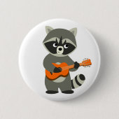 Cute Cartoon Raccoon Plays Guitar Ronde Button 5,7 Cm (Voorkant)