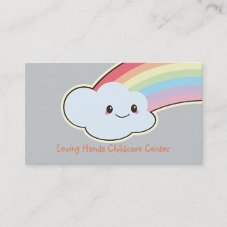 Cute Cartoon Rainbow Cloud Daycare Visitekaartjes