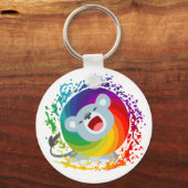 Cute Cartoon Rainbow White Lion Sleutelhanger (Voorkant)