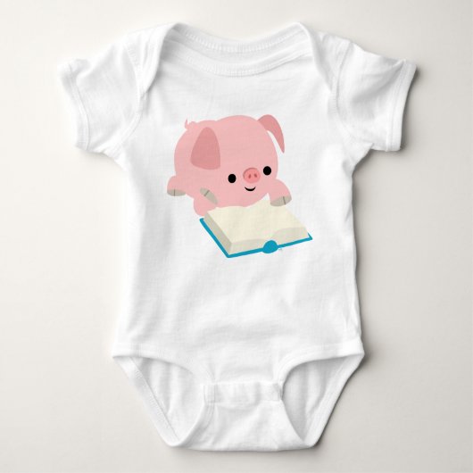 Cute Cartoon Reading Piglet Baby Apprel Romper (Voorkant)