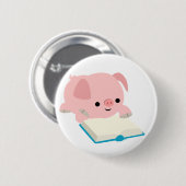Cute Cartoon Reading Piglet Button Badge (Voorkant /achterkant)