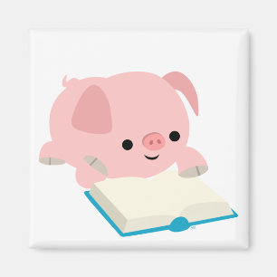 Cute Cartoon Reading Piglet Magnet Magneet