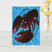 Cute Cartoon Red Lobster Kaart (Gele Bloem)