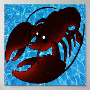Cute Cartoon Red Lobster Poster
