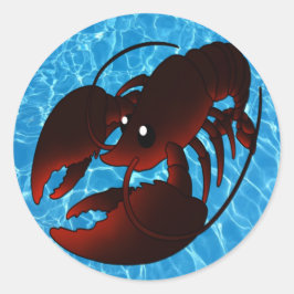 Cute Cartoon Red Lobster Ronde Sticker
