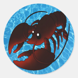 Cute Cartoon Red Lobster Ronde Sticker