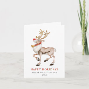 Cute Cartoon Reindeer Corporate Greeting Feestdagen Kaart