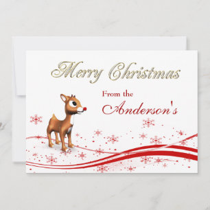 Cute Cartoon Reindeer Kerstmis Wenskaart Feestdagenkaart