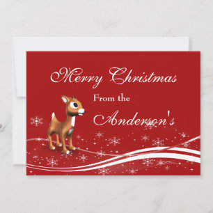Cute Cartoon Reindeer Kerstmis Wenskaart Feestdagenkaart