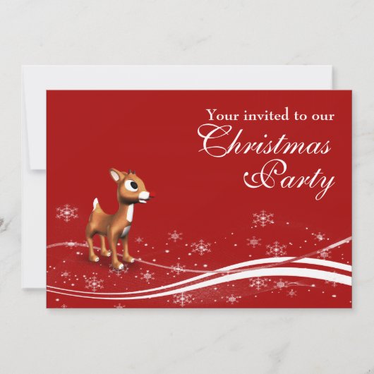 Cute Cartoon Reindeer Kerstparty Uitnodiging (Voorkant)