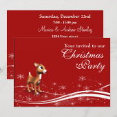 Cute Cartoon Reindeer Kerstparty Uitnodiging (Voorkant / Achterkant)