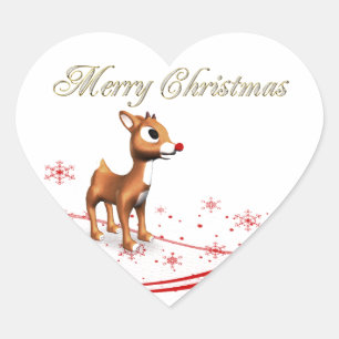 Cute Cartoon Reindekerst cadeautassen Hart Sticker