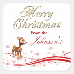 Cute Cartoon Reindekerst cadeautassen Vierkante Sticker