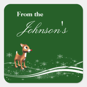 Cute Cartoon Reindekerst cadeautassen Vierkante Sticker