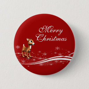 Cute Cartoon Reindekerst Ronde Button 5,7 Cm
