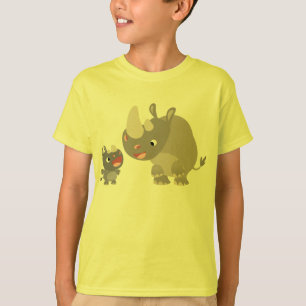 Cute Cartoon Rhino Baby en Big Rhino Kinder T-Shir T-shirt