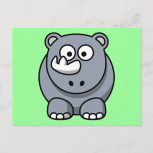 Cute Cartoon Rhino Briefkaart