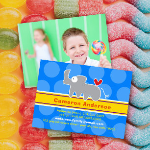 Cute Cartoon Rhinoceros Colorful KidProfile Foto Contactkaartje