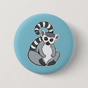 Cute Cartoon Ring-Tailed Lemur Ronde Button 5,7 Cm