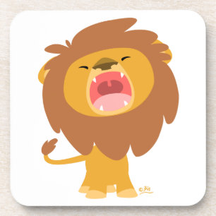 Cute Cartoon Roaring Lion Onderzetters