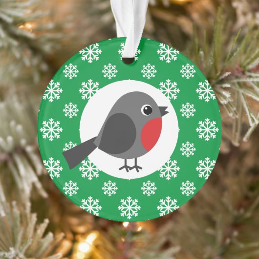 Cute Cartoon Robin met Snowflakes Ornament (Boom)