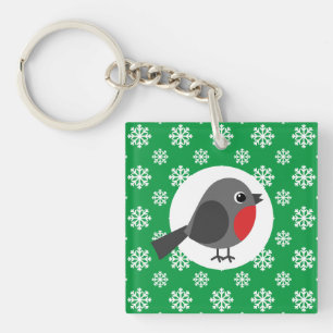 Cute Cartoon Robin met Snowflakes Sleutelhanger