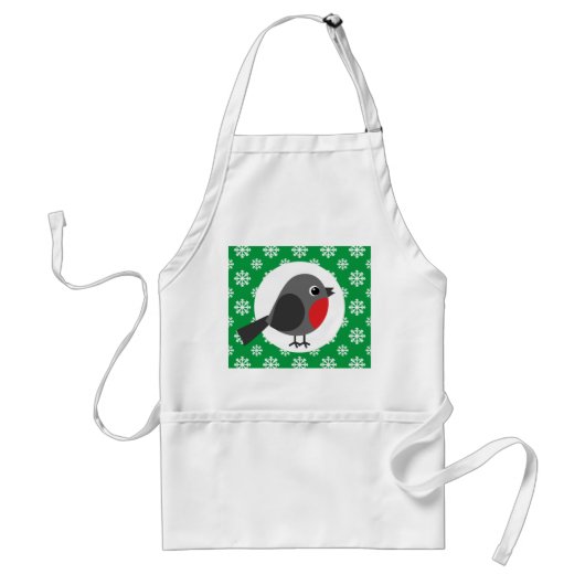 Cute Cartoon Robin met Snowflakes Standaard Schort (Voorkant)