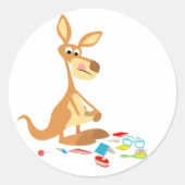 Cute Cartoon Rummaging Kangaroo Sticker (Voorkant)