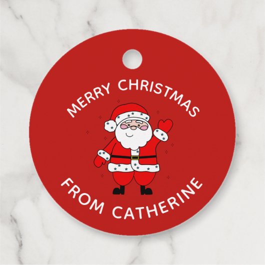 Cute Cartoon Santa Red Kerstmis Bedankjes Labels (Achterkant)