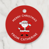 Cute Cartoon Santa Red Kerstmis Bedankjes Labels (Voorkant)