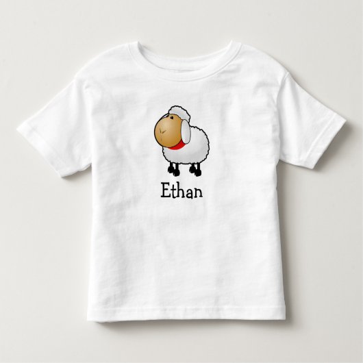 Cute cartoon schaap met kindernaam kinder shirts (Voorkant)