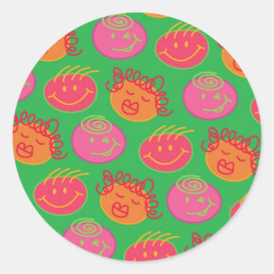 Cute Cartoon Scribbles Fun Gekke Bubblegum Head Ronde Sticker
