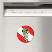 Cute Cartoon Seahorse Dive Flag Magneet (Insitu (Vaatwasser))