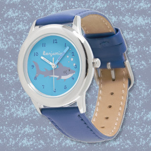 Cute Cartoon Shark Kind Blue Beginner Watch Horloge