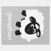 Cute Cartoon Sheep Grey Name Fleece Blanket (Voorkant (Horizontaal))