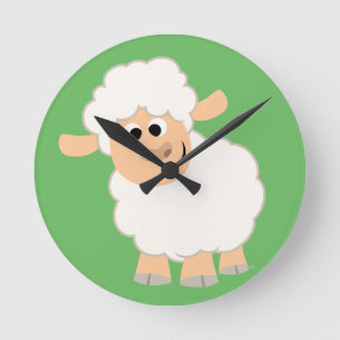 Cute Cartoon Sheep Ronde Klok