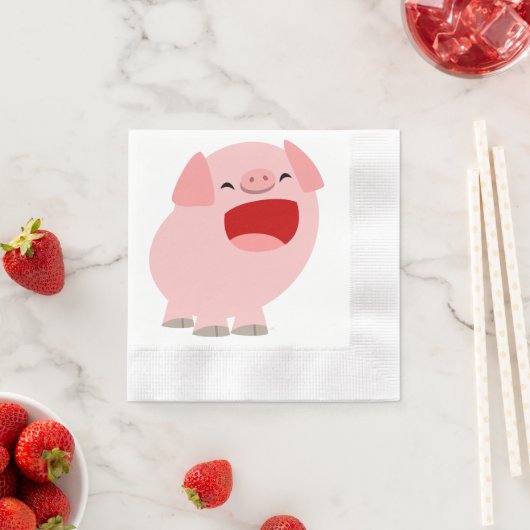 Cute Cartoon Singing Pig Paper Napkins Servetten (Insitu)