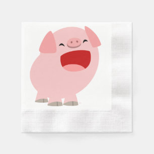Cute Cartoon Singing Pig Paper Napkins Servetten
