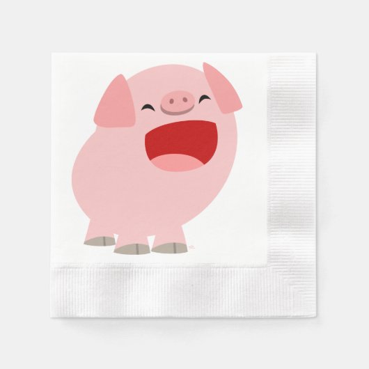 Cute Cartoon Singing Pig Paper Napkins Servetten (Voorkant)