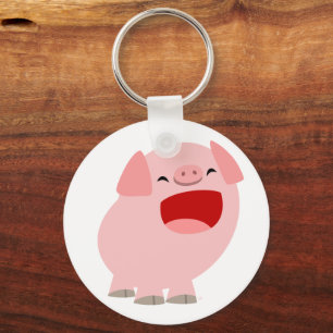 Cute Cartoon Singing Pig Sleutelhanger