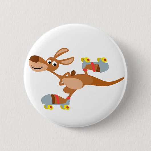 Cute Cartoon Skating Kangaroo Button Badge (Voorkant)