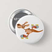 Cute Cartoon Skating Kangaroo Button Badge (Voorkant /achterkant)