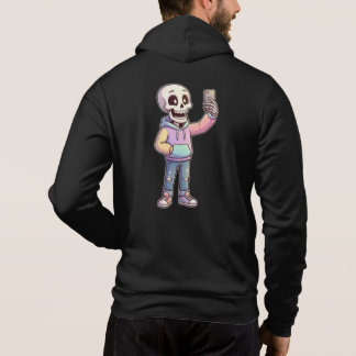 Cute Cartoon Skeleton Selfie - Full Body Trendy Hoodie