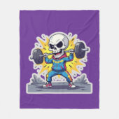 “Cute Cartoon Skeleton Weightlifter • Funny Gym Ba Fleece Deken (Voorkant)
