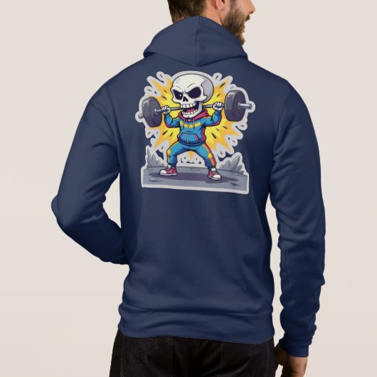 “Cute Cartoon Skeleton Weightlifter • Funny Gym Ba Hoodie (Achterkant)
