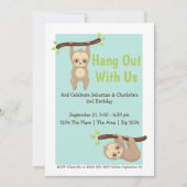 Cute Cartoon Sloth Birthday Party Kaart (Voorkant)