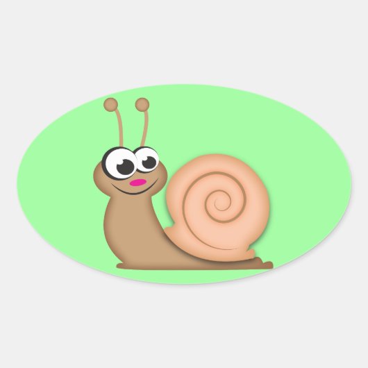 Cute Cartoon Snail Ovale Sticker (Voorkant)