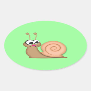 Cute Cartoon Snail Ovale Sticker