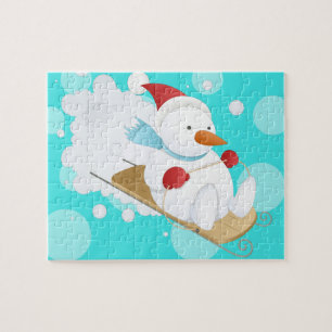 Cute Cartoon Snow Man Legpuzzel