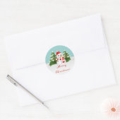 Cute Cartoon Snowman en Merry Kerstmis Ronde Sticker (Envelop)